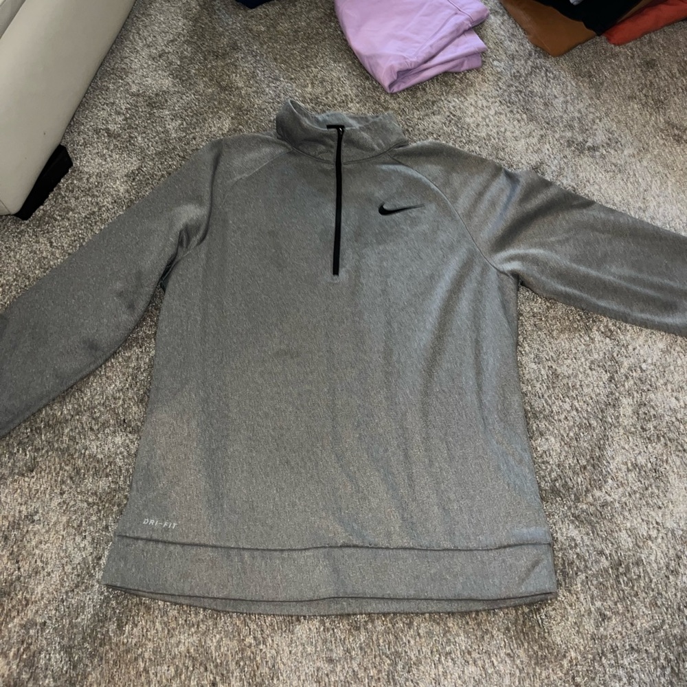 Men’s Gray Nike Pullover 3/4 Hoodie Size Large
